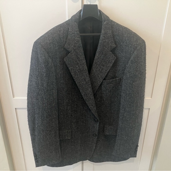 Vintage Harris tweed jacket grey 46L - Picture 1 of 4
